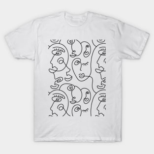 Abstract faces lineart T-Shirt